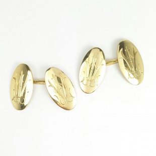 Manschettenknöpfe mit vier ovalen, handgravierten Plättchen 